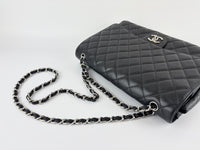 Maxi Classic Double Flap Bag Black Caviar Leather SHW - Glampot