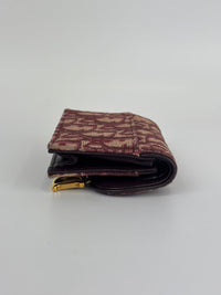 Red Oblique Canvas Saddle Bloom Card Holder Wallet - Glampot