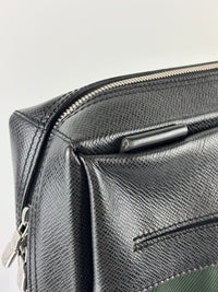 Black Taiga Leather / Green Beluga Messenger Bag - Glampot