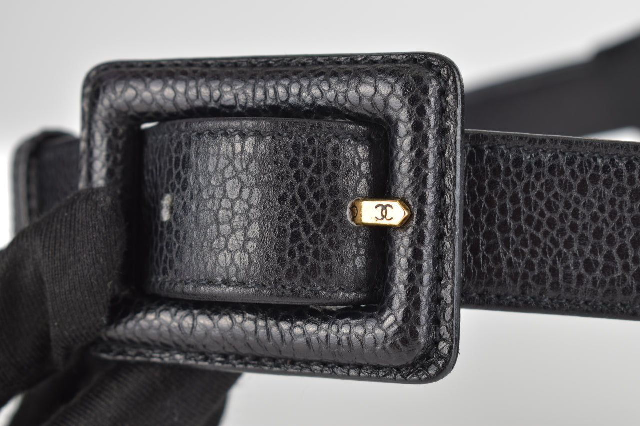 Vintage Black Caviar Belt Bag GHW