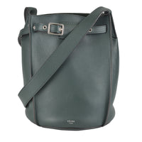Smooth Calfskin Emerald Green Big Bucket Bag with Long Strap