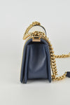 19C By The Sea White Chevron Navy Blue Gold Rope Framed Boy Flap Bag GHW