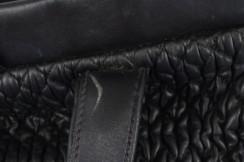 Large Black Matelasse Leather Frame Tote
