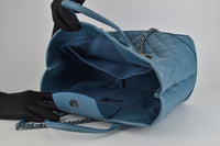 Quilted Calfskin Small Blue Easy Shopping Tote