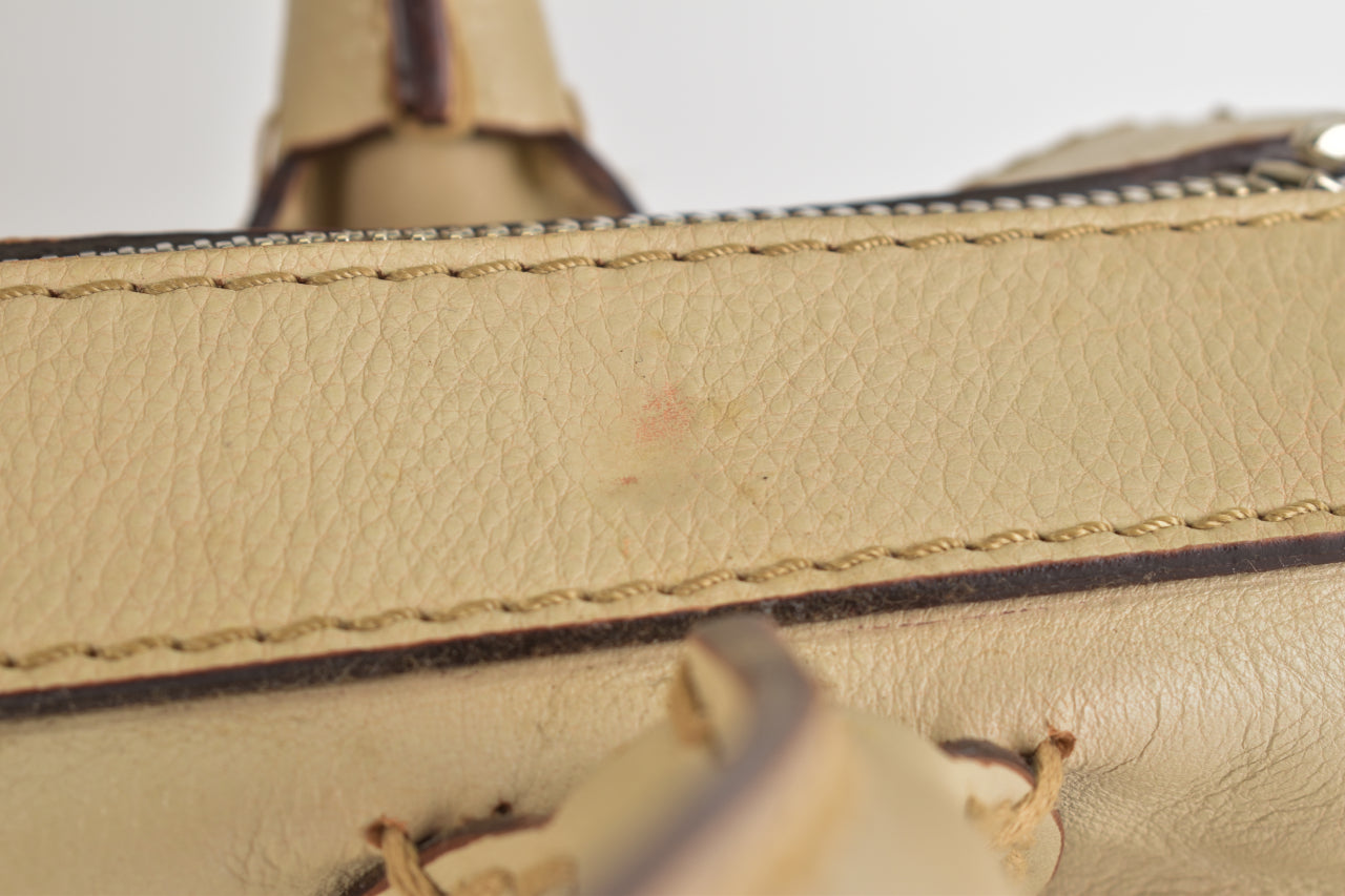 Cream/Beige Leather Satchel Bag