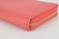Long Zip Around Wallet in Salmon Pink