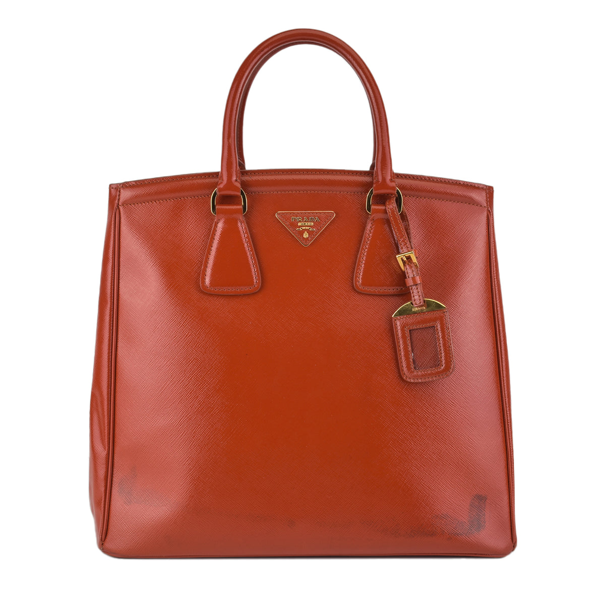 Prada Orange Saffiano Lux Leather Parabole Tote Bag Prada