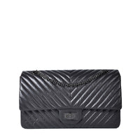 Chanel Black 2.55 Reissue Chevron Quilted Calfskin Leather So Black 227 Flap Bag