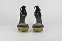 Margot Platform Fine Glitter Chain Mesh Heels in Black/Gold&nbsp;