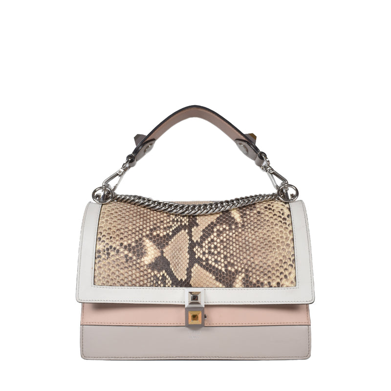 Fendi Medium Kan I Python & Leather Multicolour Shoulder Bag