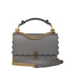 Fendi Grey Kan I (M) Scalloped Leather Shoulder Bag 3BT283 A18Q 8762-198