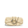 White Lizard Embossed Leather Dinner Clutch with Chain, Faux Pearl Crystal Embellished V01 A21/17