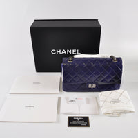 Chanel 227 Reissue Flap Bag In Blue Grained Patent Leather 20248996 - Glampot