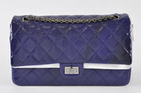 Chanel 227 Reissue Flap Bag In Blue Grained Patent Leather 20248996 - Glampot