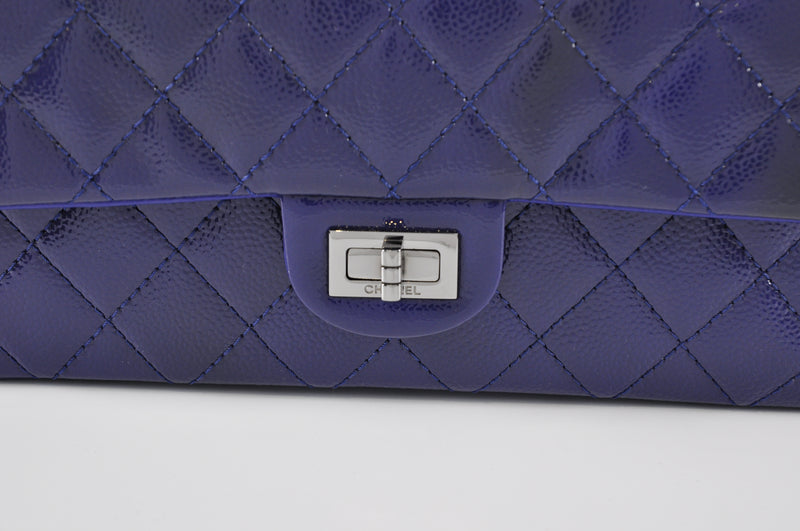 Chanel 227 Reissue Flap Bag In Blue Grained Patent Leather 20248996 - Glampot