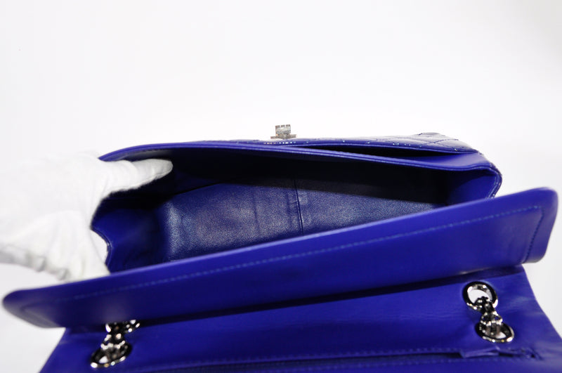 Chanel 227 Reissue Flap Bag In Blue Grained Patent Leather 20248996 - Glampot