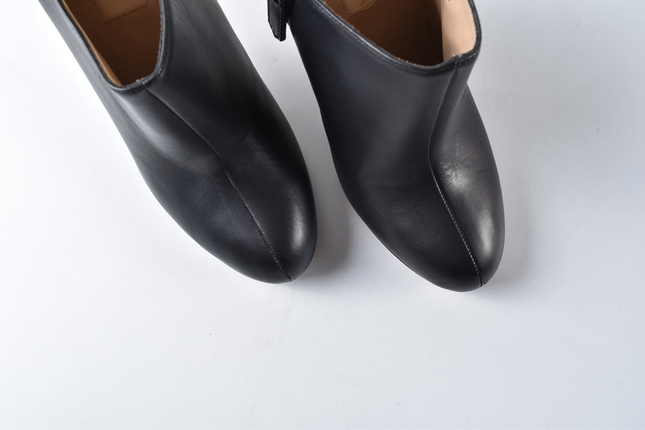 Black Smooth Calfskin Scarpe Boot Heels in Black