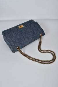 Denim Quilted 2.55 Reissue 227 Double Flap Bag GHW