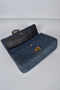 Denim Quilted 2.55 Reissue 227 Double Flap Bag GHW