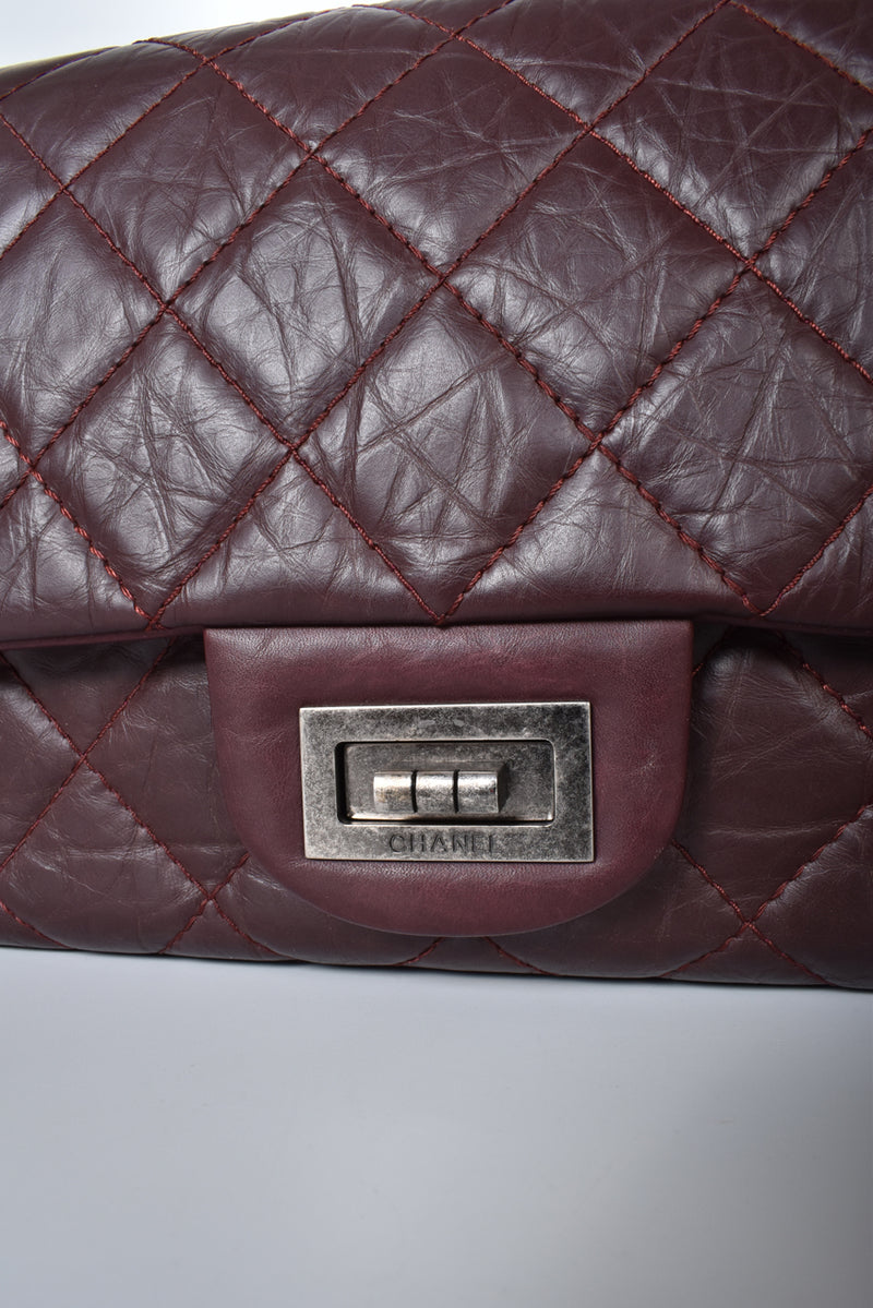 Dark Burgundy Reissue Quilted Classic Calfskin Leather 227 Flap Bag