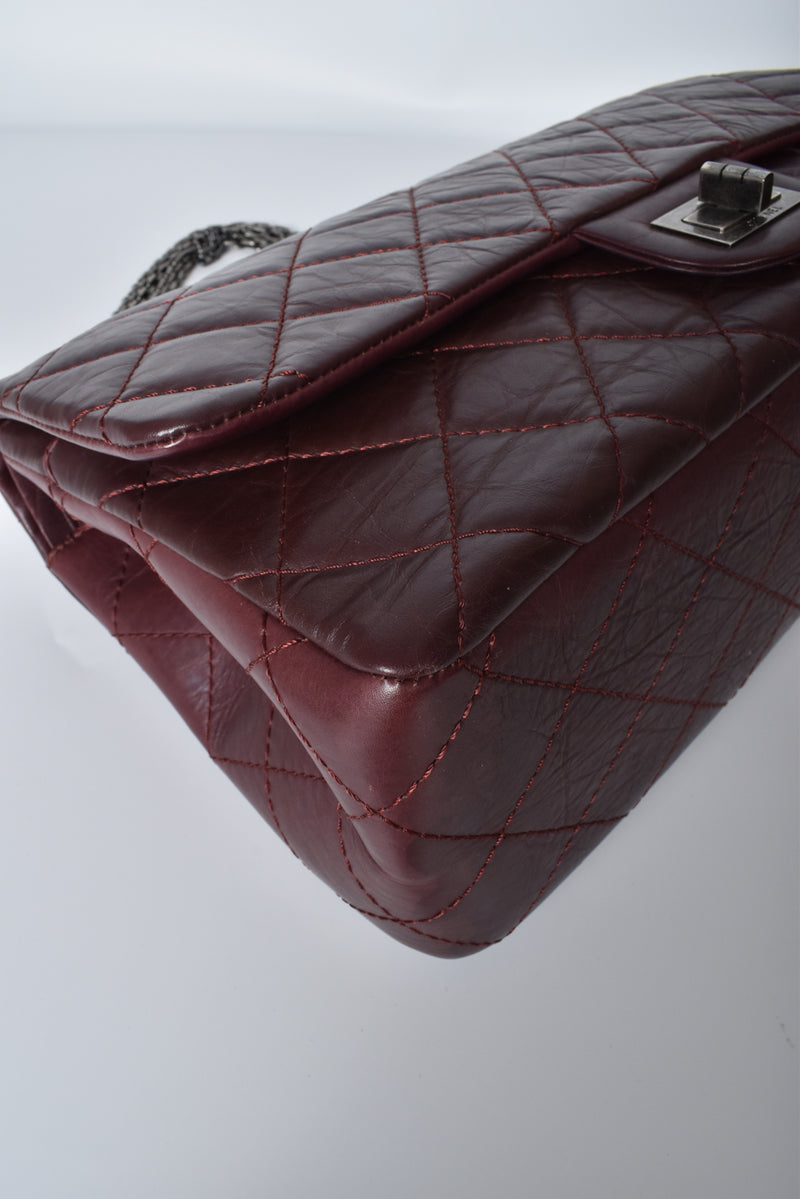 Dark Burgundy Reissue Quilted Classic Calfskin Leather 227 Flap Bag