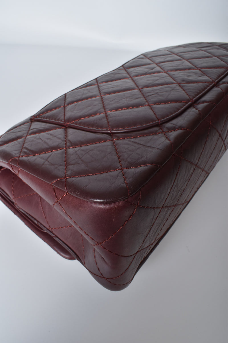 Dark Burgundy Reissue Quilted Classic Calfskin Leather 227 Flap Bag