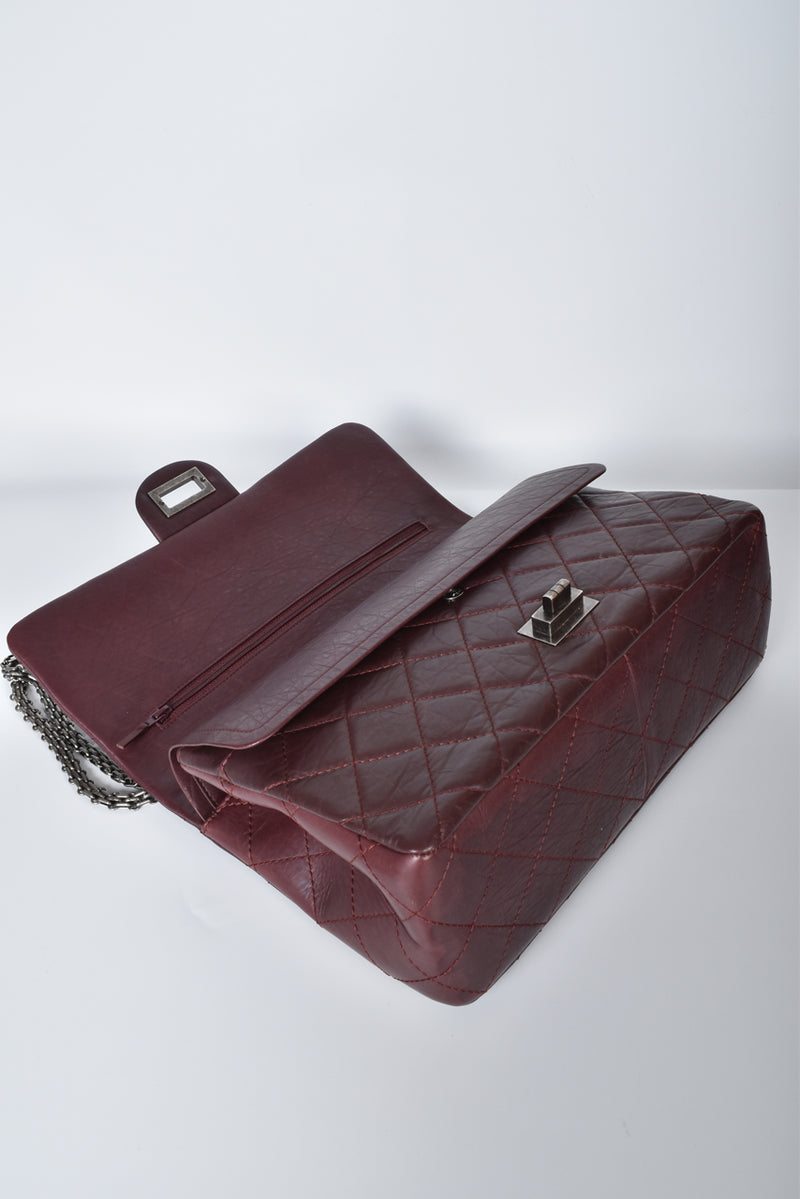 Dark Burgundy Reissue Quilted Classic Calfskin Leather 227 Flap Bag