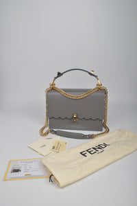 Fendi Grey Kan I (M) Scalloped Leather Shoulder Bag 3BT283 A18Q 8762-198