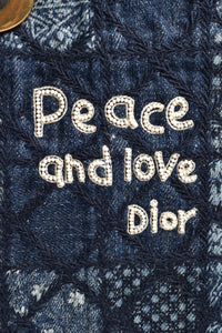 Christian Dior 2018 Medium Lady Dior Patchwork Denim 'Peace & Love' 02-MA-0178