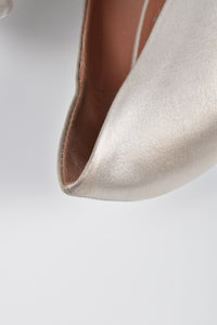 Silver Satin Crystal Bow Detail Peep Toe Pumps