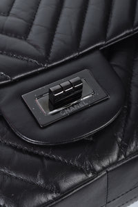 Chanel Black 2.55 Reissue Chevron Quilted Calfskin Leather So Black 227 Flap Bag