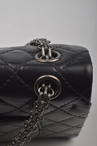 Black 2.55 Reissue Quilted Classic Calfskin Leather 225 Flap Bag RHW