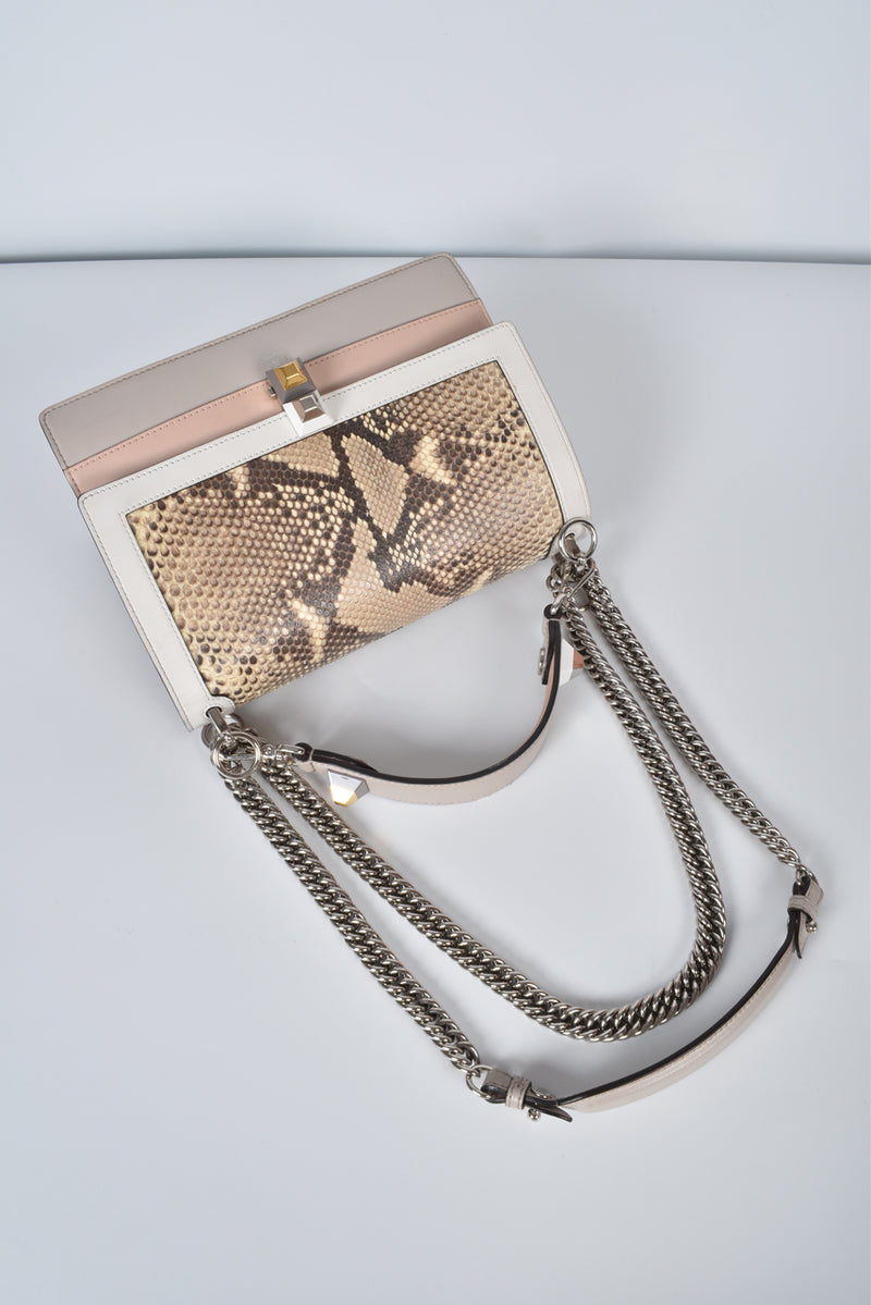 Fendi Medium Kan I Python & Leather Multicolour Shoulder Bag