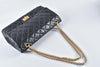 Reissue Black Distressed Lambskin 31cm Double Flap GHW