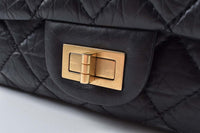 Reissue Black Distressed Lambskin 31cm Double Flap GHW